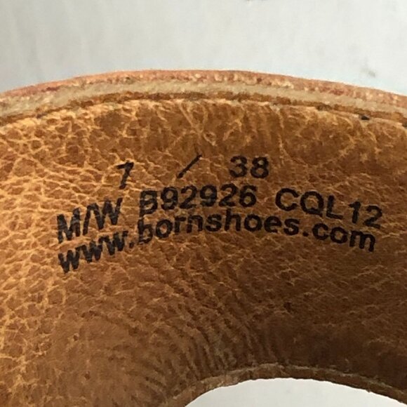 Born Women's 7 Tinari Brown Leather Open Toe Buckle Slip On High Heel Sandals - Picture 15 of 16